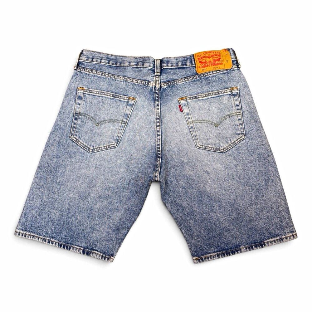 Vintage Levi's 501 Denim Shorts Mens Sz 34 Blue Light Wash Jorts Button Fly Y2K